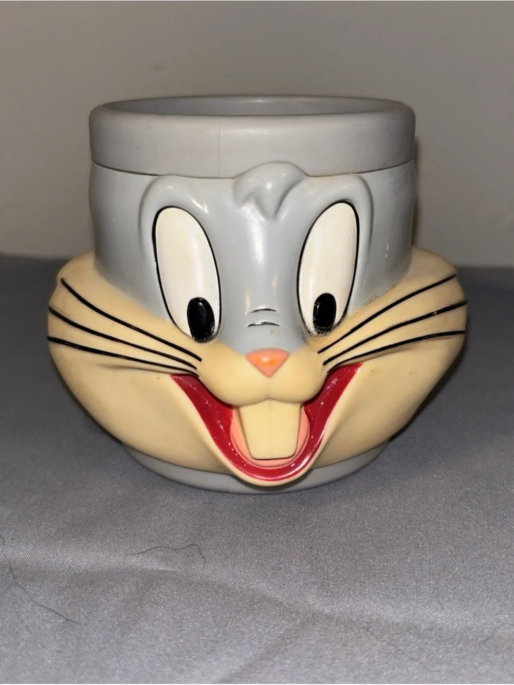 Fun Character Ceramic Vase in Light Gray and Cream